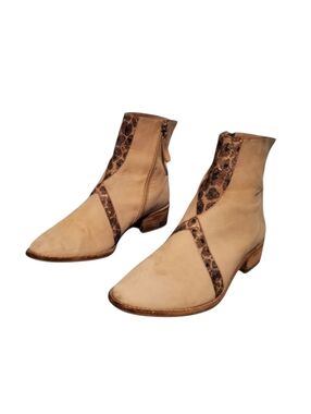 Creamy Zip-Up Booties Ankle Boots Women's Size 6.5, Made In Brazil